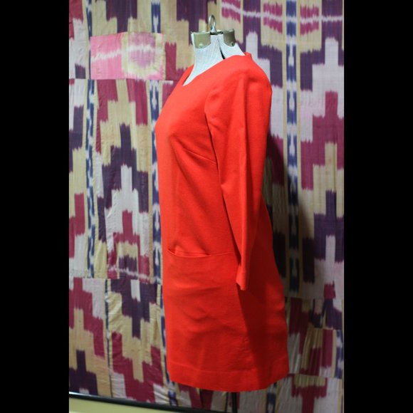 J. CREW Solid Red Long Sleeve Dress - Picture 2 of 4